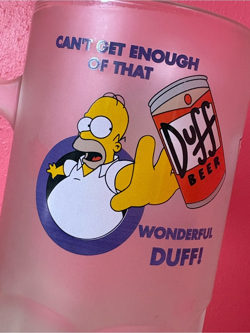 Vintage 2001 The Simpsons Frosted Duff Beer Glass Mug Homer Can't Get Enough GUC